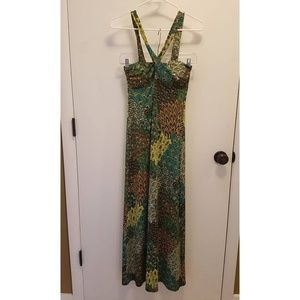 Peacock Print Maxi Dress